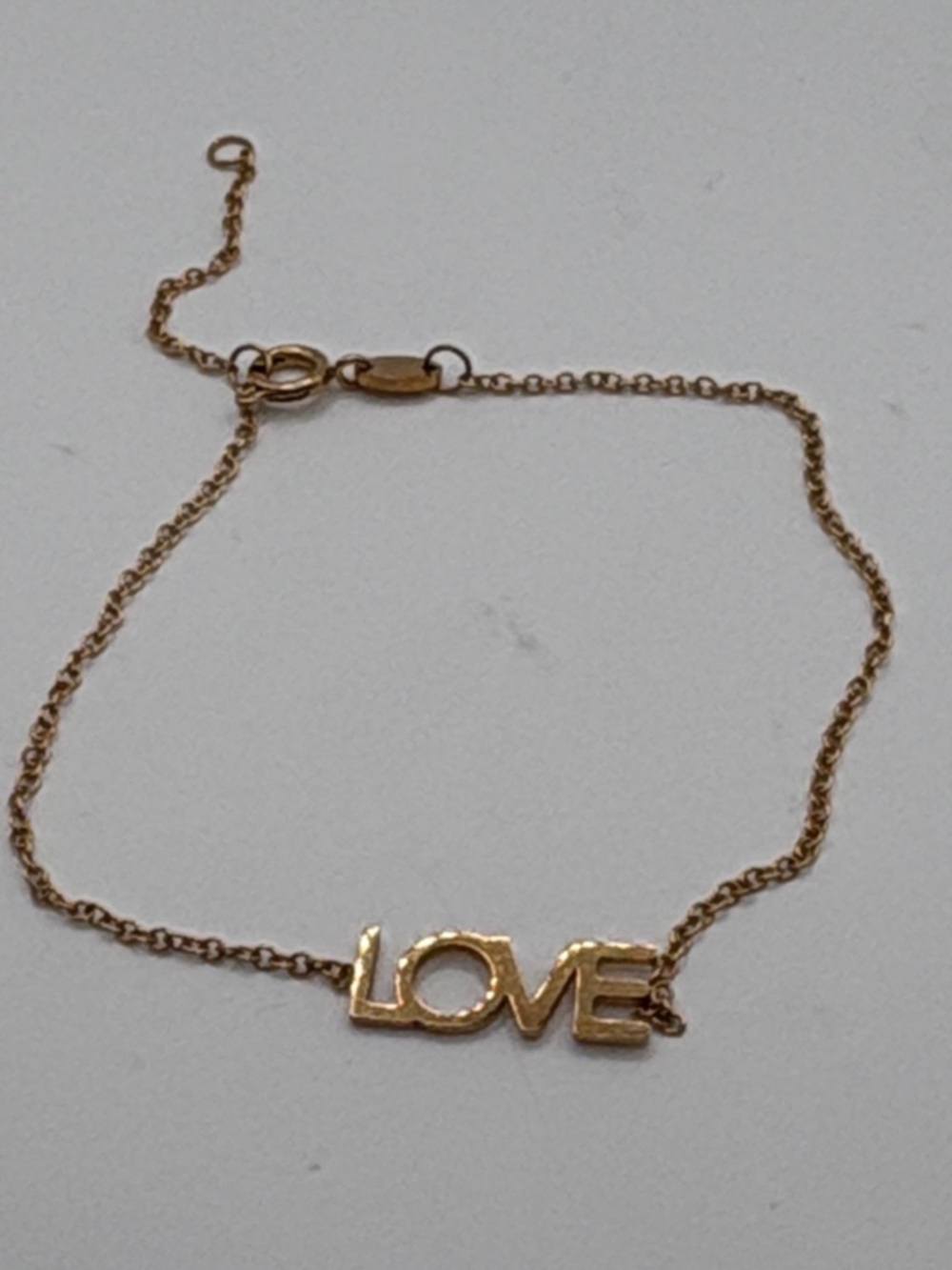 Maya Brenner Rose Gold LOVE Bracelet - Bold Word Chain 6-7”